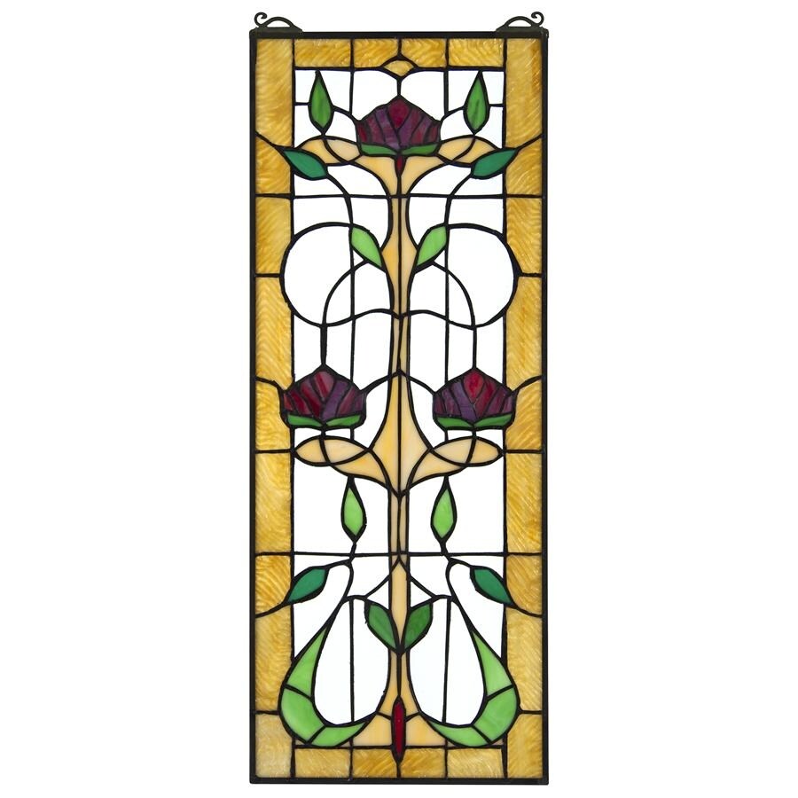 Shop Design Toscano Ruskin Rose Three Flower Tiffany Style Stained Glass Window On Sale Overstock 21833787