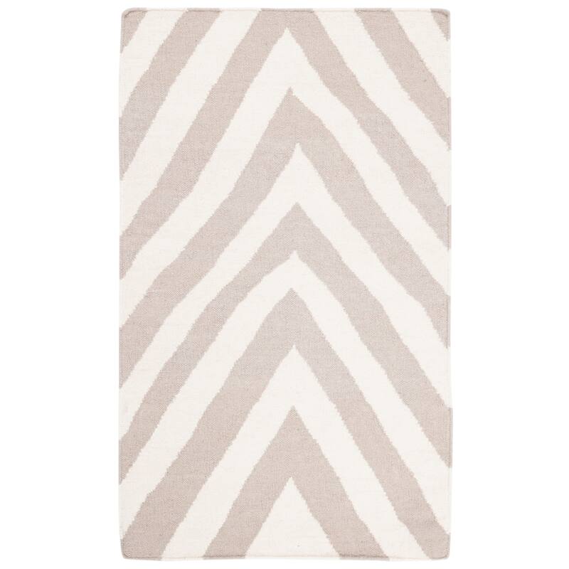 SAFAVIEH Hand-woven Moroccan Reversible Richelle Dhurrie Chevron Reversible Dhurrie Blue - 2' 6" x 4' - Grey/Ivory - Runner/Rectangle
