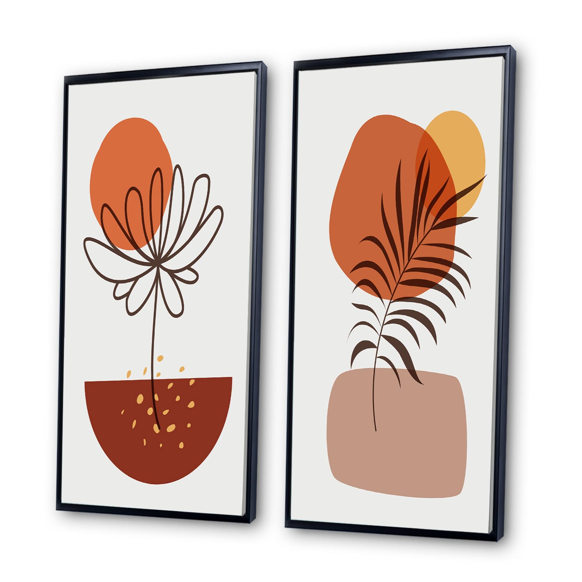 Designart "Minimalistic Abstract Designs In Retro Colors III" Abstract