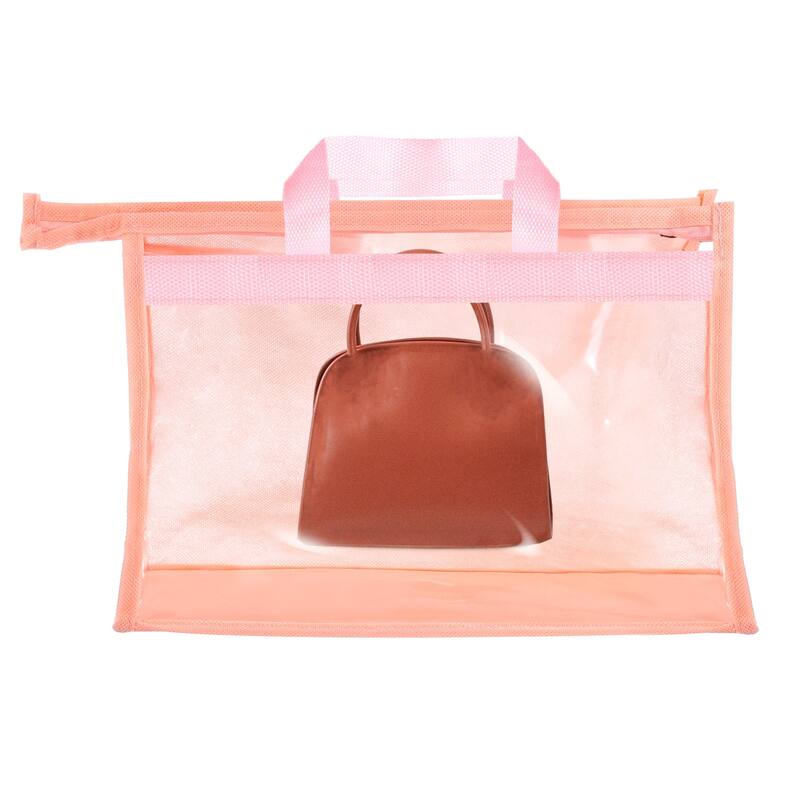 Handbag Dust Bags, 4 Pack Clear Purse Storage Organizer, Pink - Beige