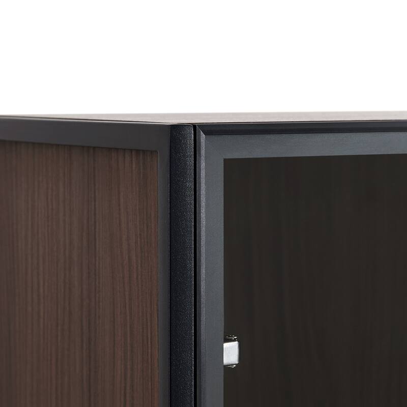 Roomfitters 51.2'' Display Cabinet with Glass Door, Curio Storage Cabinet with Shelves for Living Room and Kitchen, Brown Walnut