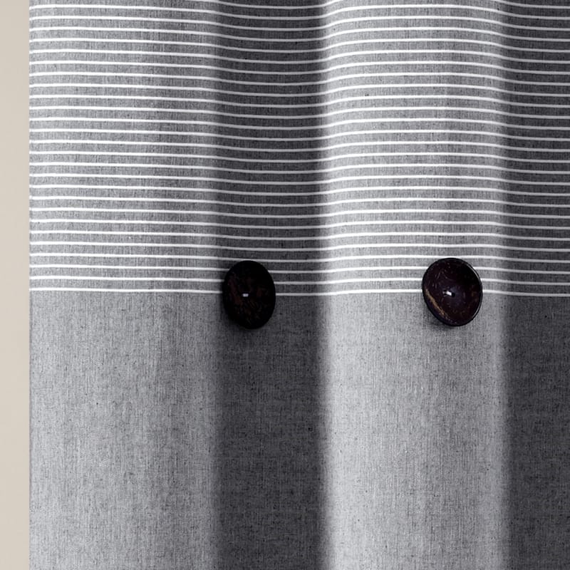 Lush Decor Farmhouse Button Stripe Yarn Dyed Woven Cotton Shower Curtain
