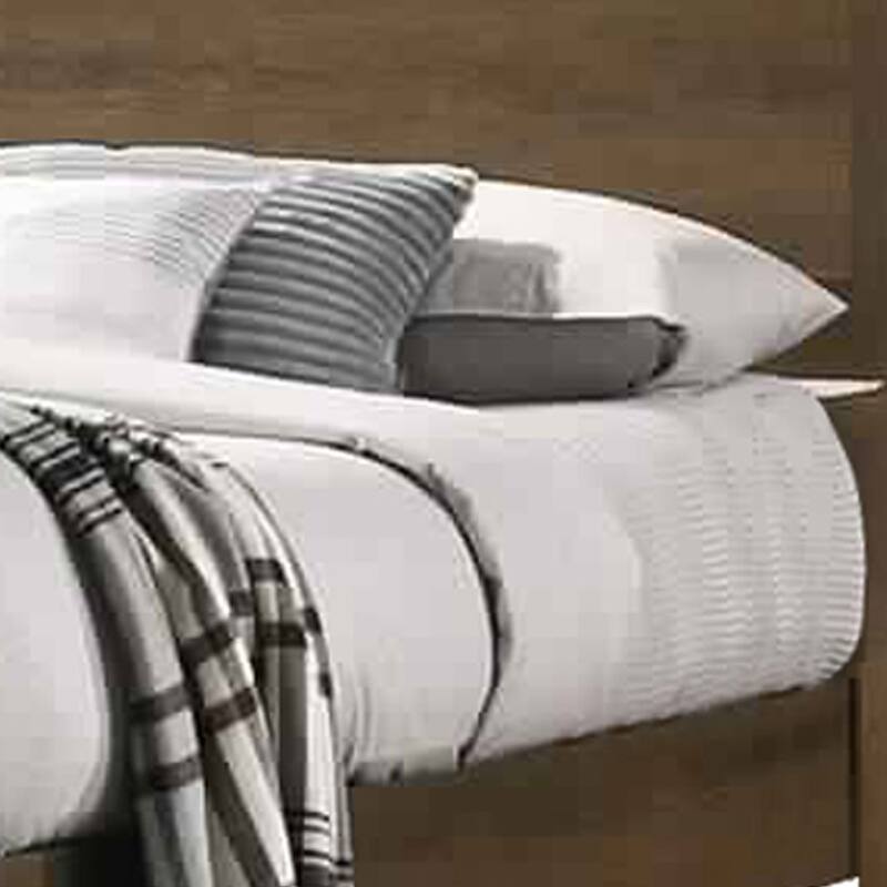 Wooden Queen Bed with Molded Trim Headboard and Chamfered Legs, Brown