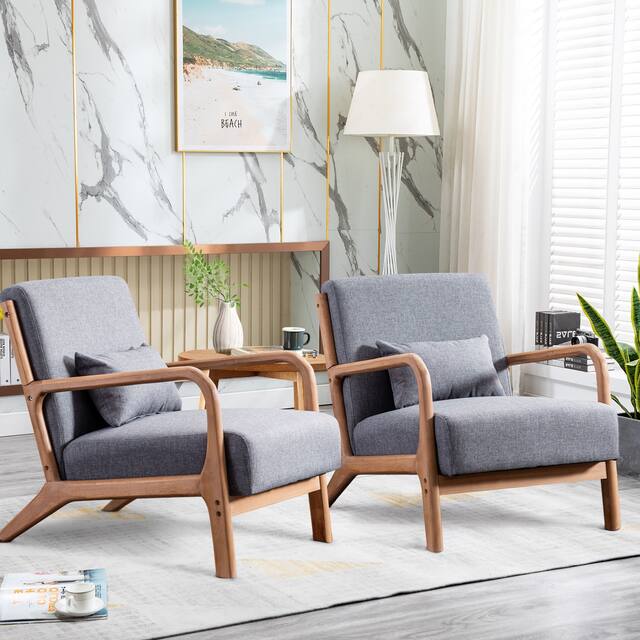 Aston Modern Solid wood Accent Chair - One-person position*2 - Including Two Grey Chair