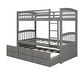 preview thumbnail 5 of 7, Wooden Twin over Twin Bunk Bed with Trundle and Drawers, Grey