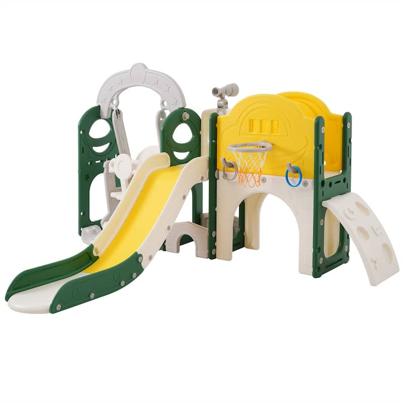 Slide and Swing Set 7 in 1, Kids Playground Climber Slide Playset - On ...