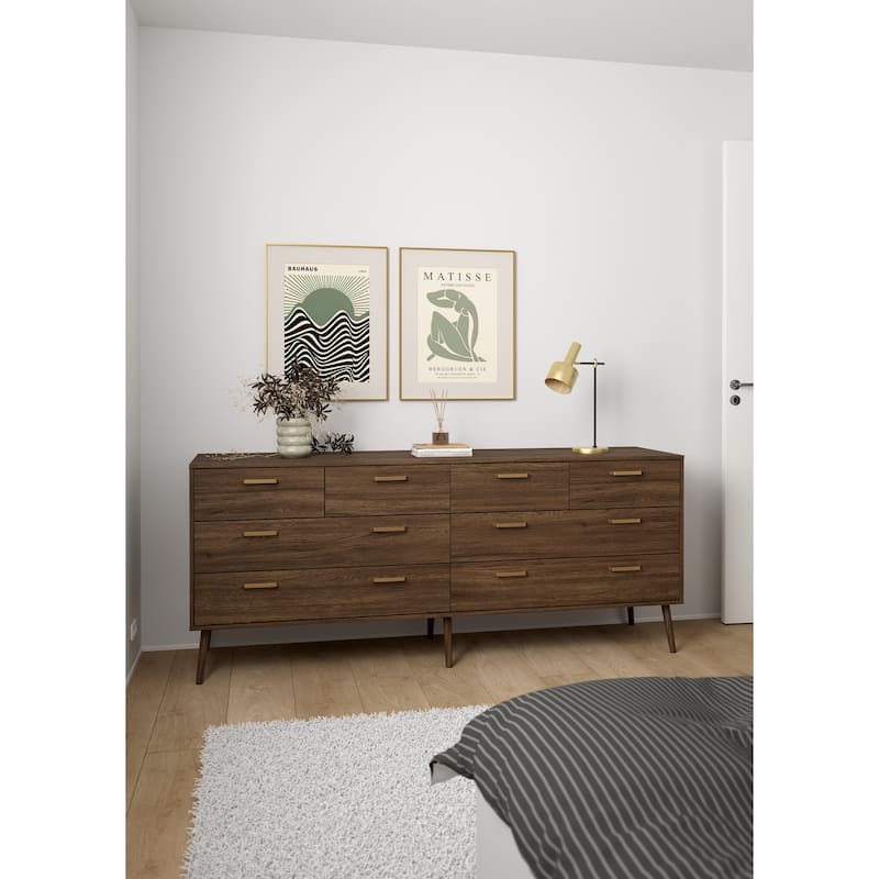 Carson Carrington Kristiansund Tone 8-Drawer Double Dresser, Mocha Oak