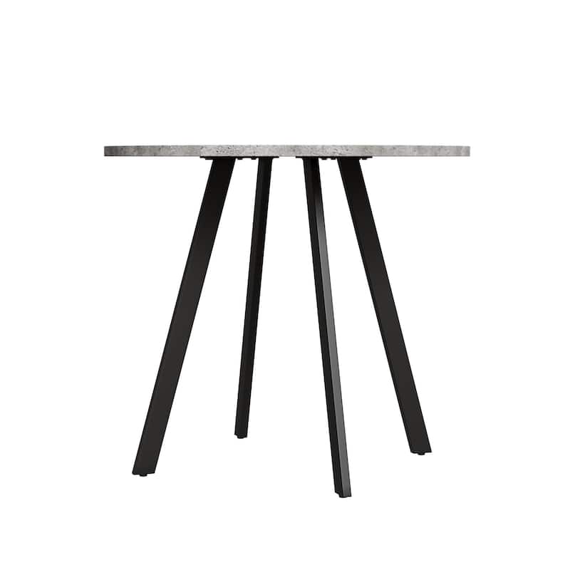 Minimalist circular dining table,gray cement texture,medieval modern small circular dining table 31.5 inches,casual coffee table