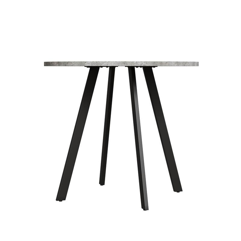Round Dining Table with Cement Texture Top and Triangular Iron Bracket