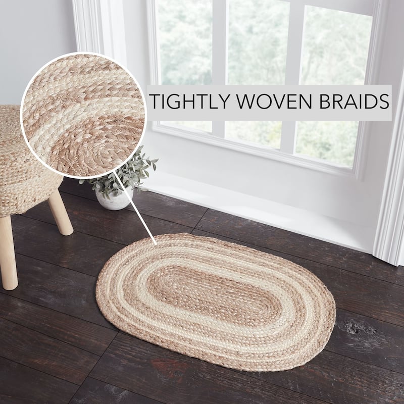Natural & Creme Jute Rug Oval w/ Pad 20x30 - 3'6"