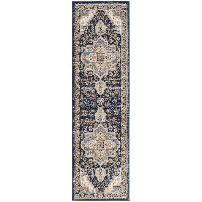 Nourison Essentials Persian Indoor/Outdoor Area Rug - 2' x 6' - Navy