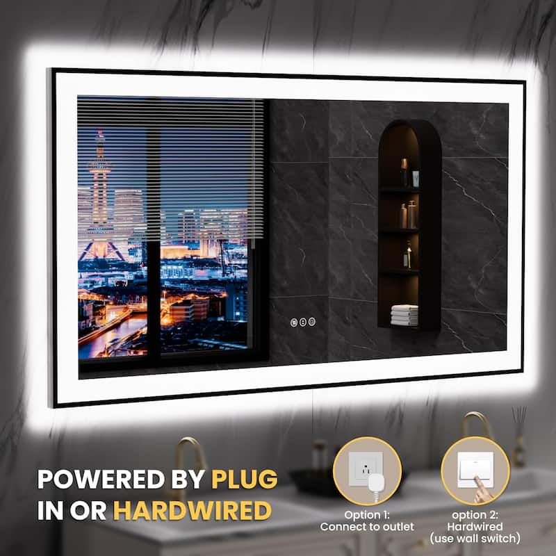 55x30 Inch Frameless LED Bathroom Mirror,Smart Mirror
