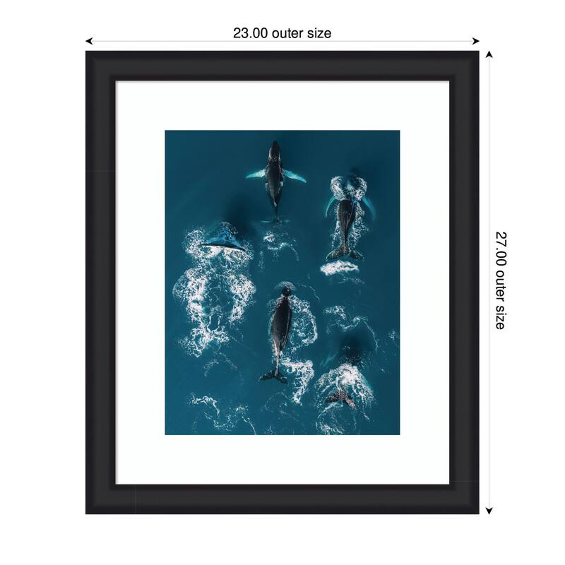 Kate and Laurel Framed Art School of Humpback Whales in the Blue Ocean by Michael Schauer