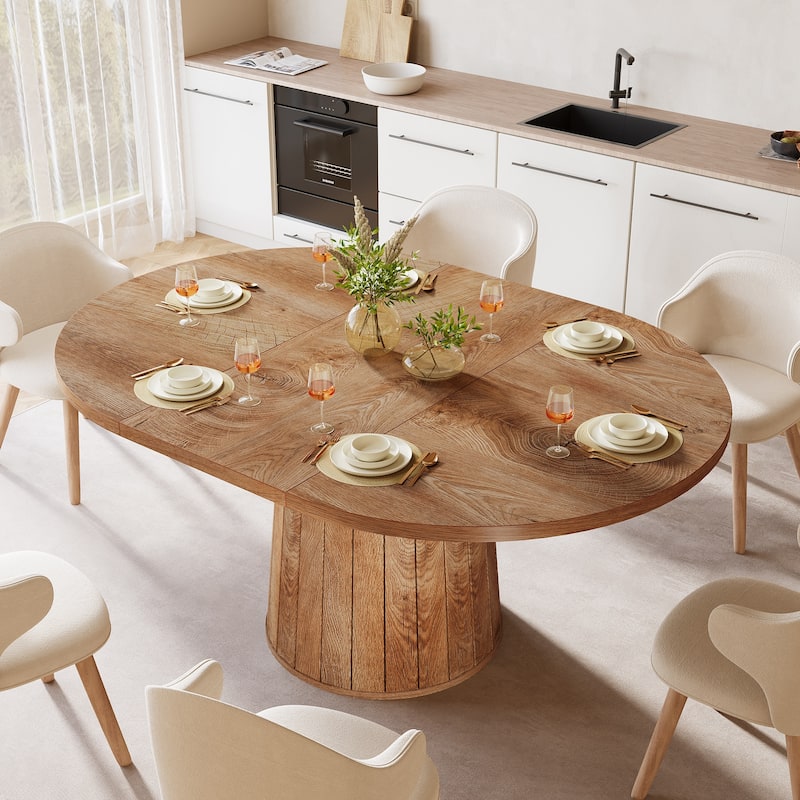 Rustic 55" Wood Dining Table Seats for 4-6 People, Kitchen Table for Dinning Room and Kitchen