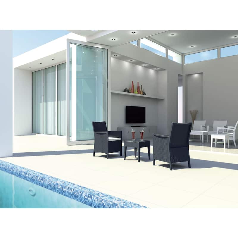 35.5" Gray Patio Dining Arm Chair with Sunbrella White Cushion