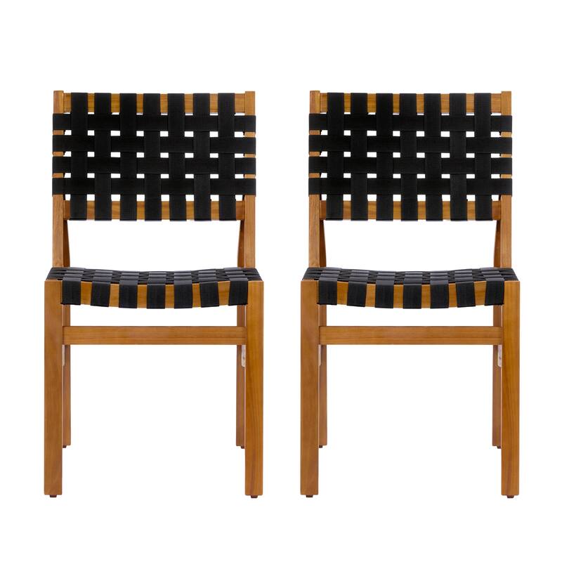Christopher Knight Home - Acacia Solid Wood Outdoor Patio Side Chairs with Rope (Set of 2)
