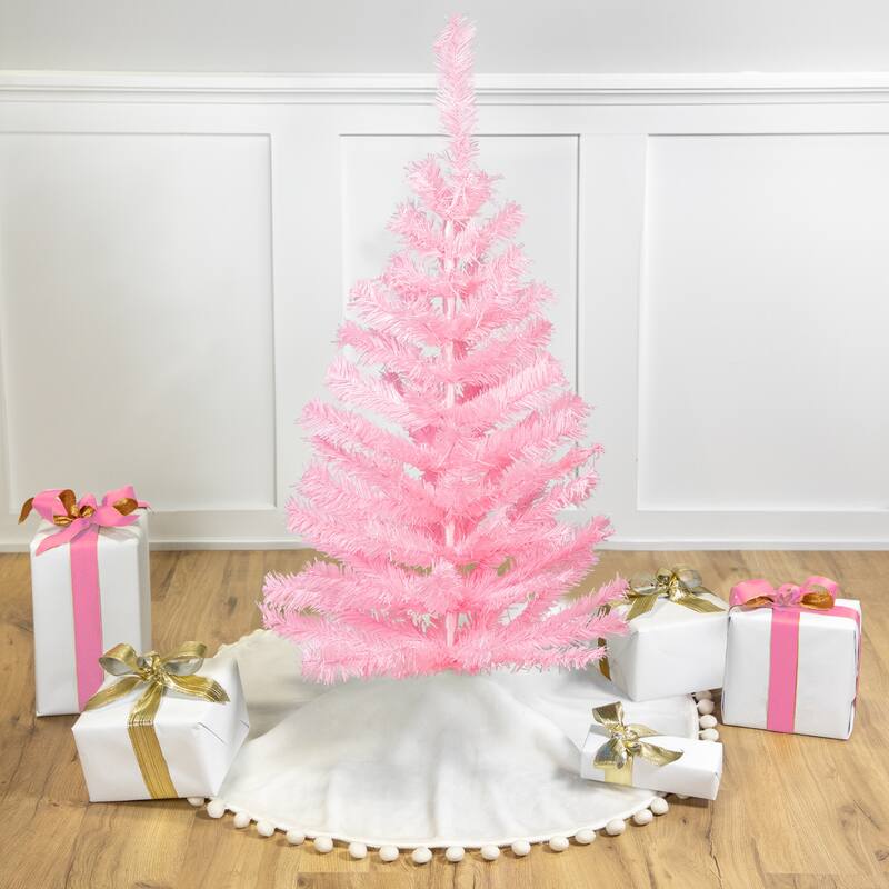 Artificial Tinsel Christmas Tree - 3' - Pink - Unlit - 3 Foot