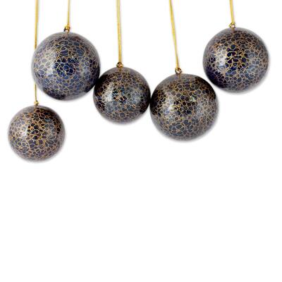 Novica Handmade Midnight Cheer Papier Mache Ornaments (Set Of 5)