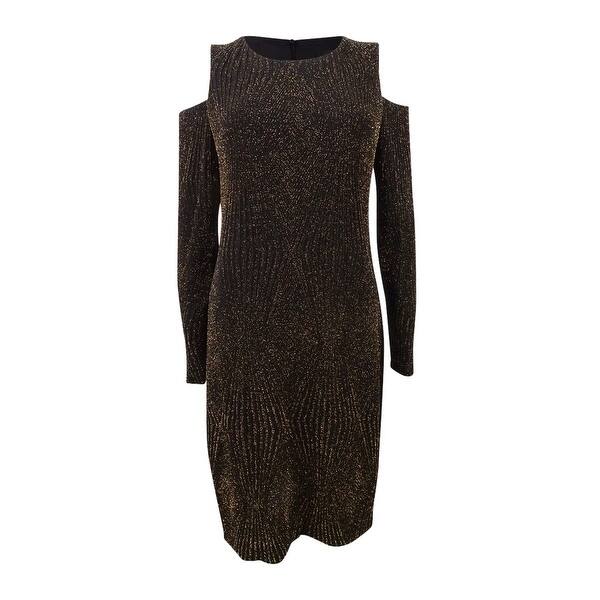 Shop Connected Women S Cold Shoulder Glitter Jacquard Dress 8