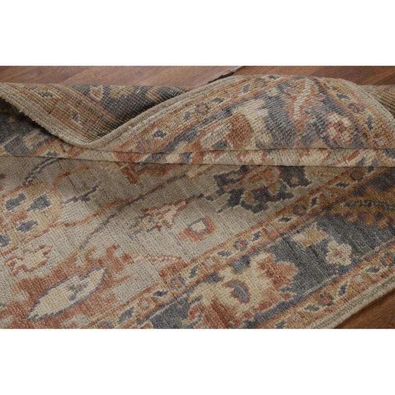 Vegetable Dye Oushak Turkish Runner Rug Handmade Wool Carpet - 3'2" x 10'0"