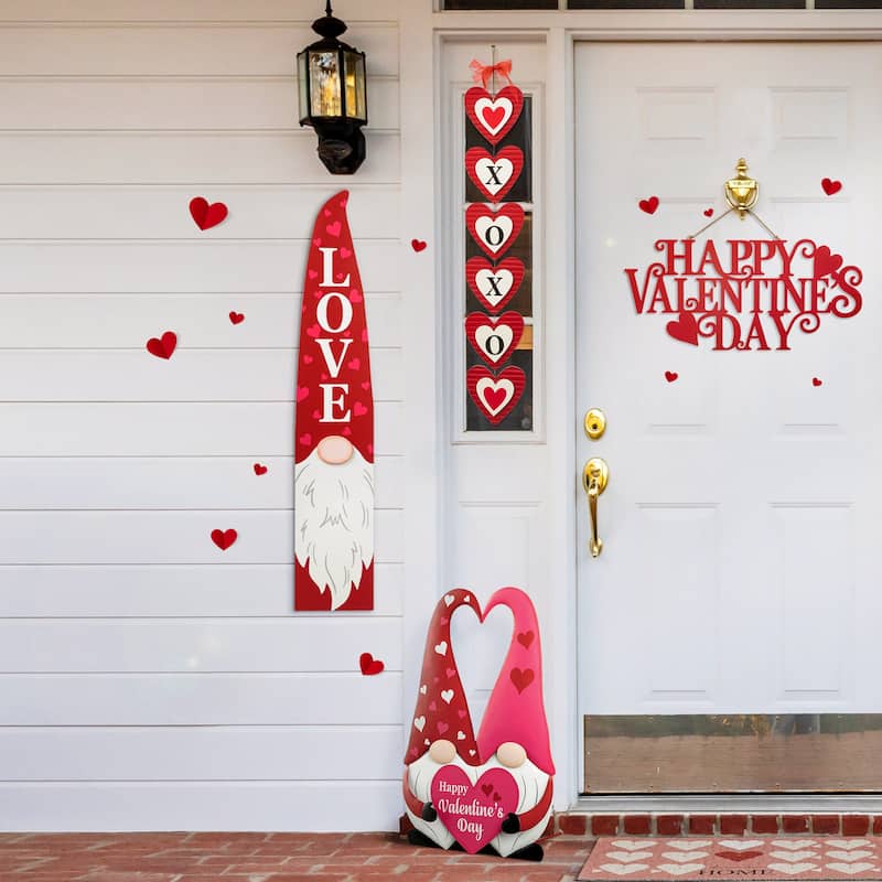 Glitzhome Wooden Happy Valentine's Day Porch Sign Decor