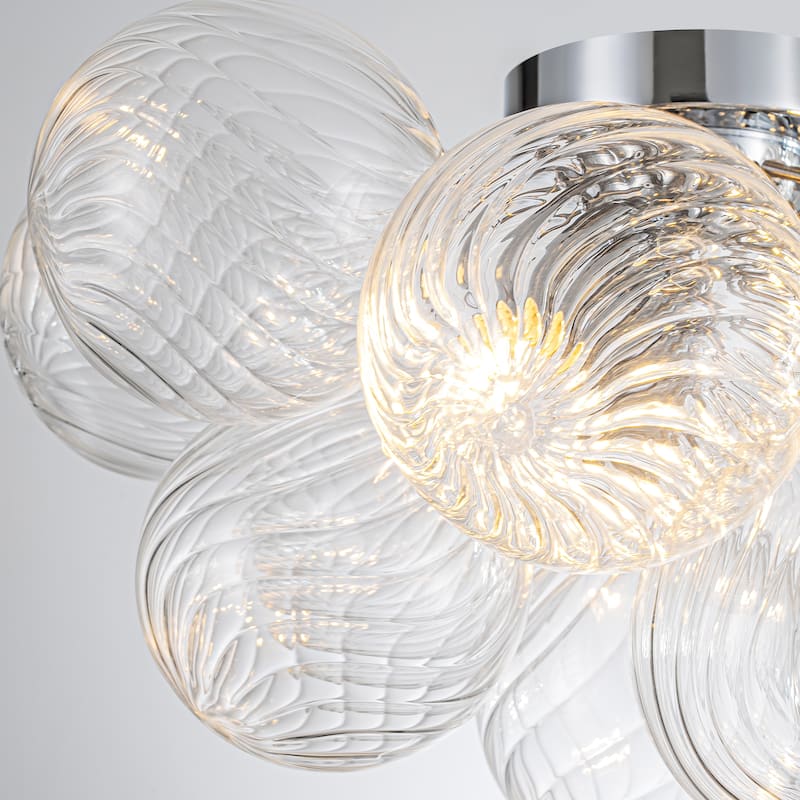 Starsky 3-Light 17in. Contemporary Glass Bubble Semi Flush Mount