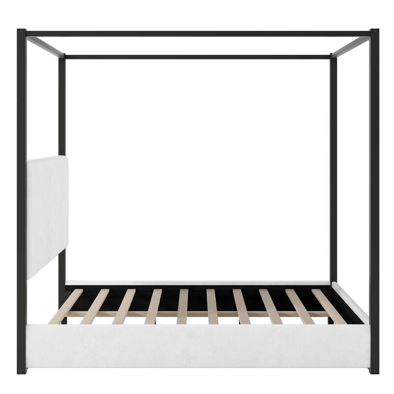 Upholstered Canopy Platform Bed with Velvet Headboard & Metal Frame by Harper&Bright Designs