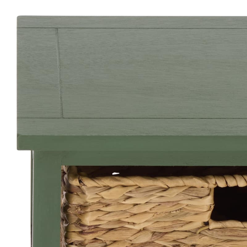 SAFAVIEH Faith Distressed Black 5-Drawer Wicker Basket Storage Tower - 17.3" x 13.4" x 46.1" - 17"W x 13"D x 46"H