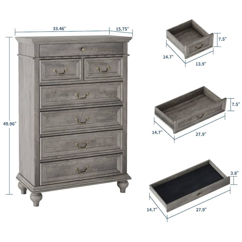 7 Drawer Dressers, with 3 Different Sizes Drawers
