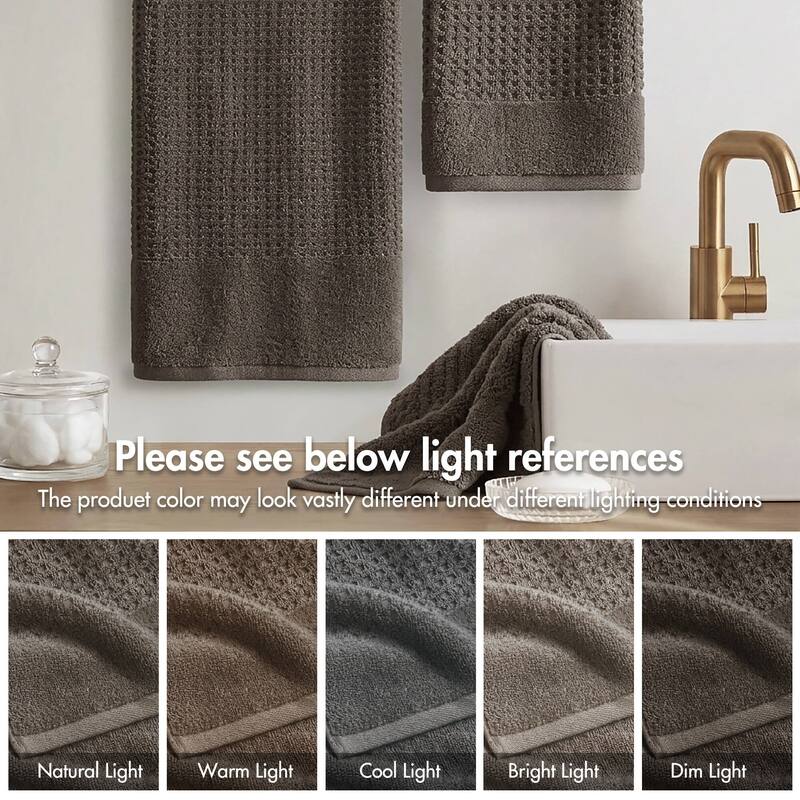 Madison Park Spa Waffle Cotton Waffle Jacquard Antimicrobial Bath Towel 6 Piece Set