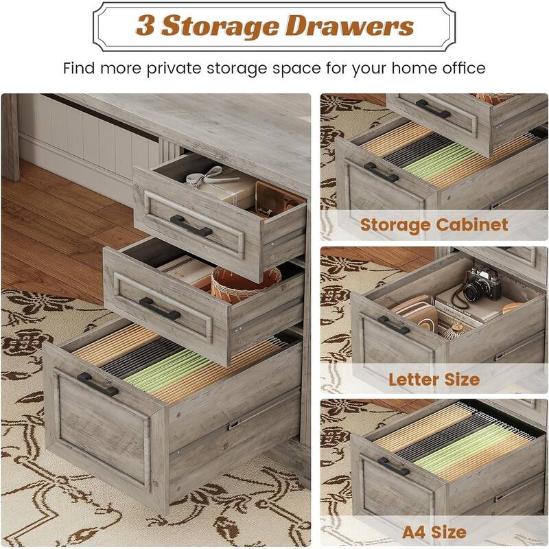 Executive L Shaped Desk Office Desk Drawers Storage Drawers Cabinet