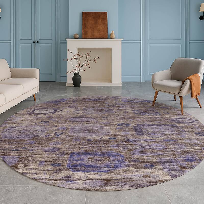 Machine Washable Indoor/ Outdoor Vintage Traditional Chantille Rug