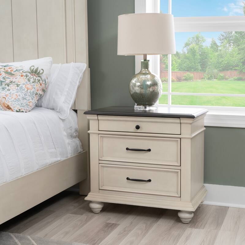 Ellington Nightstand White - 3-drawer