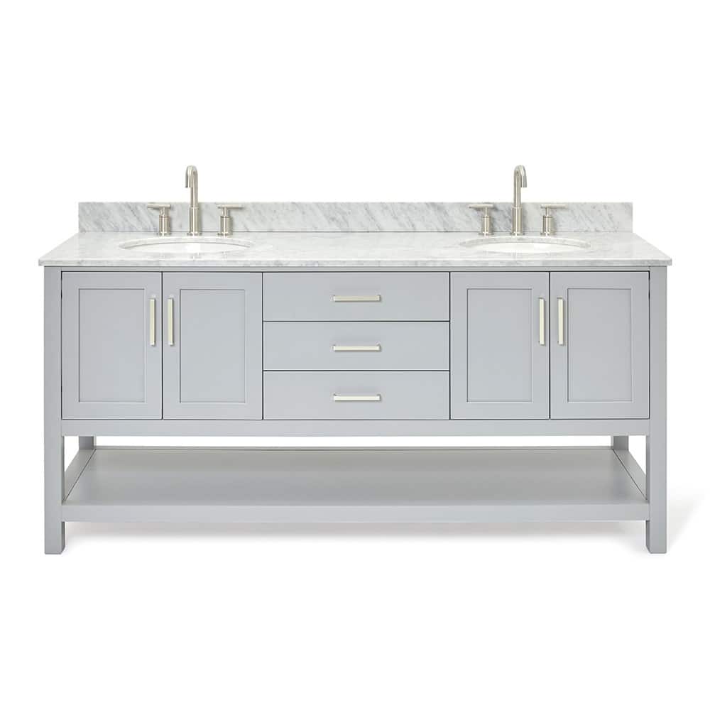 Ariel S073DCW2OVO Magnolia 72" Free Standing Double Basin Vanity Set