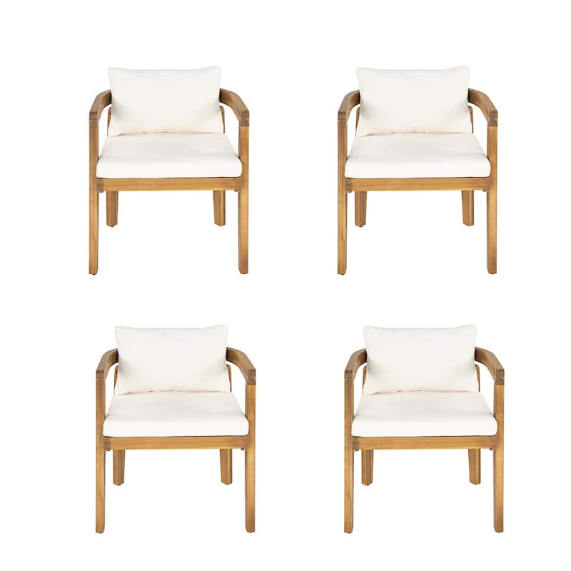 Christopher Knight Home - Acacia Wood Outdoor Patio Dining Chair Set with Cushions