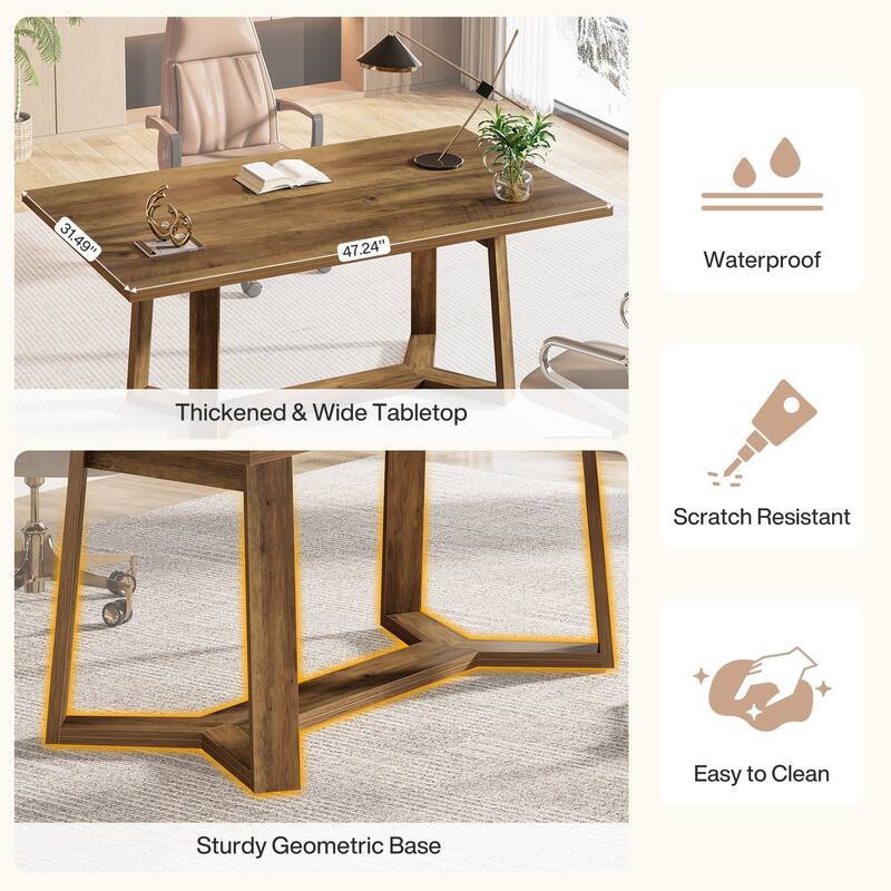 47-Inch Home Office Desk, Farmhouse Wood Executive Desk