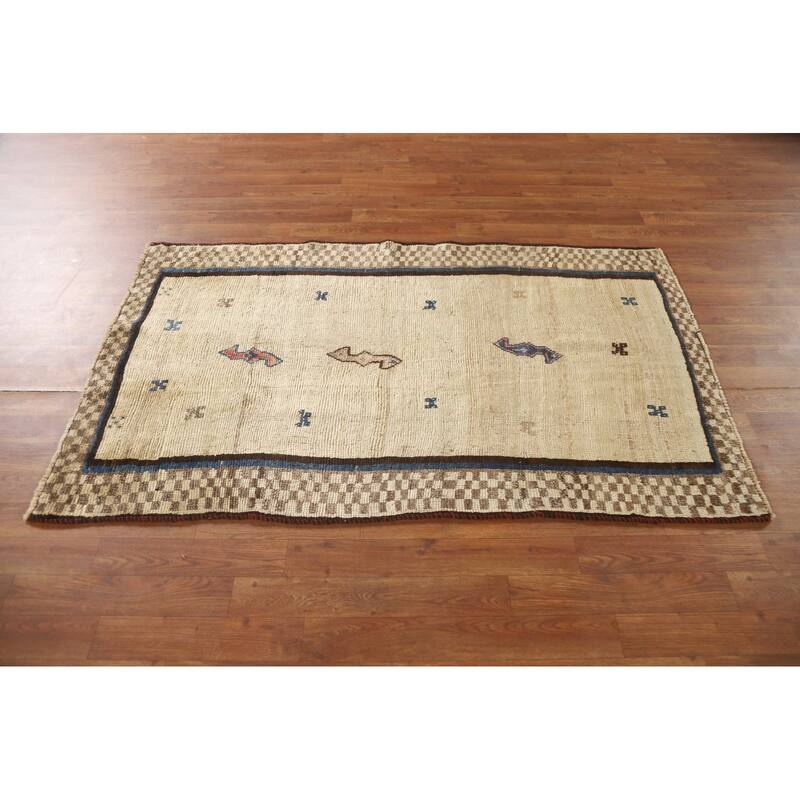 Natural Dye Gabbeh Persian Vintage Area Rug Handmade Wool Carpet - 3'3"x 5'5"