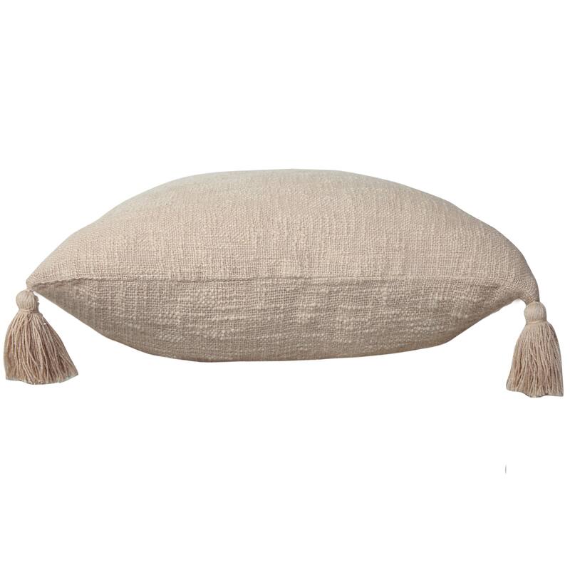 Sevita Solid Cotton Throw Pillow with Tassels
