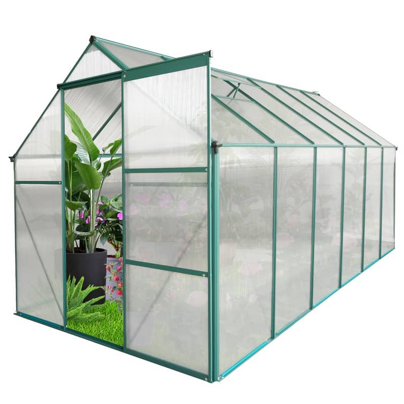 6x12 FT Heavy Duty Polycarbonate Greenhouse with Raised Base and Anchor