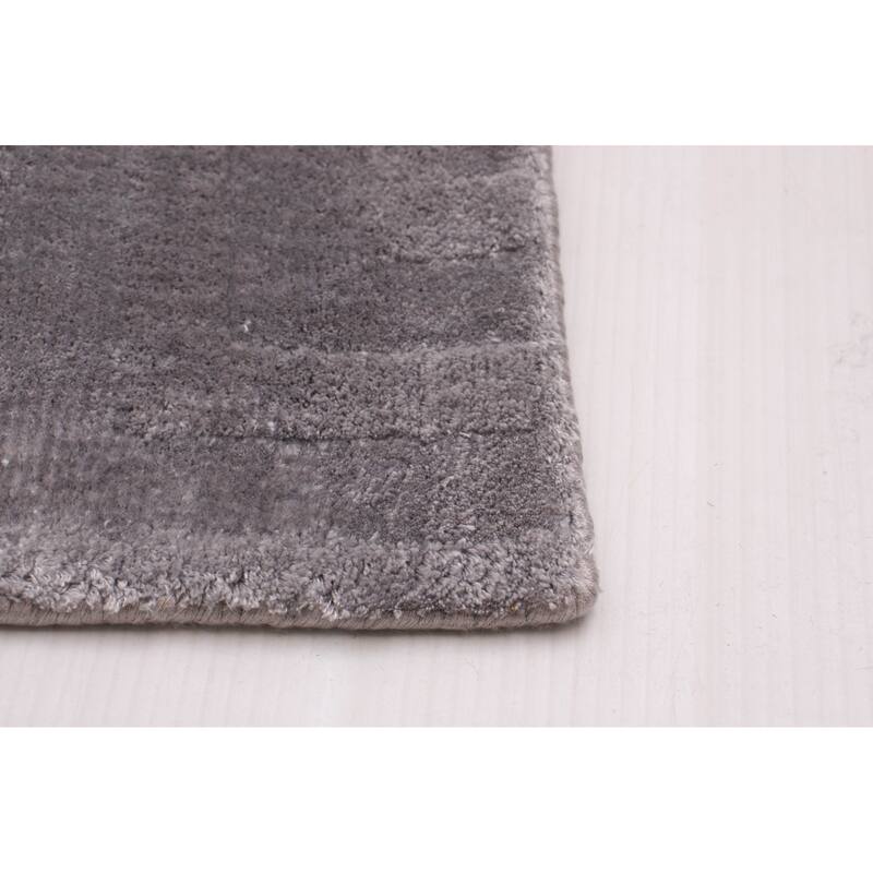 ECARPETGALLERY Hand Loomed Shimmer Grey Viscose Rug - 7'8 x 9'7