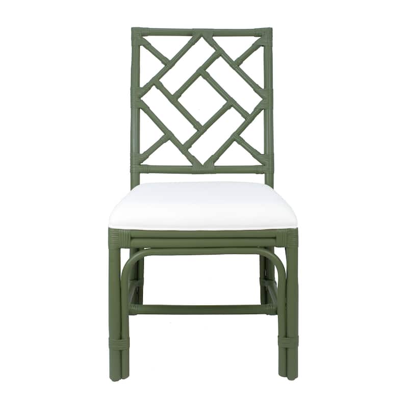 Natural Rattan Handmade Chippendale Cushioned Dining Chairs by East at Main