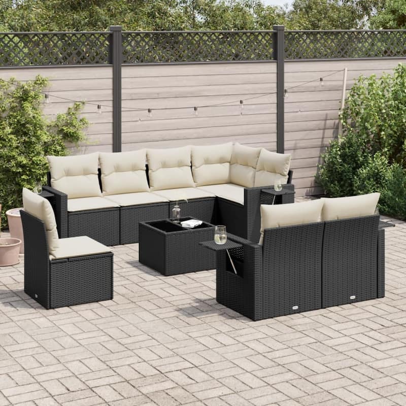 vidaXL Garden Sofa Set - Black and cream Without table