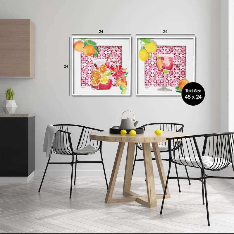 Stupell Sangria Pitcher & Glass Framed Giclee Art Design By Hillary Holt (Set of 2)