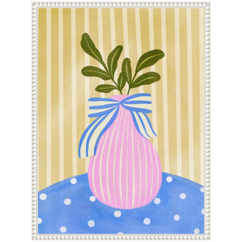 Kate and Laurel Sylvie Pink Vase Framed Canvas by Nikita Jariwala