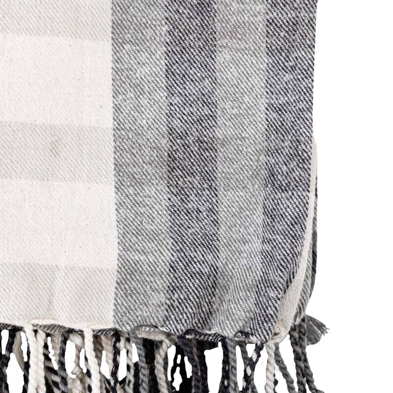 Foreside Home & Garden Plaid Throw Blanket Black Cotton