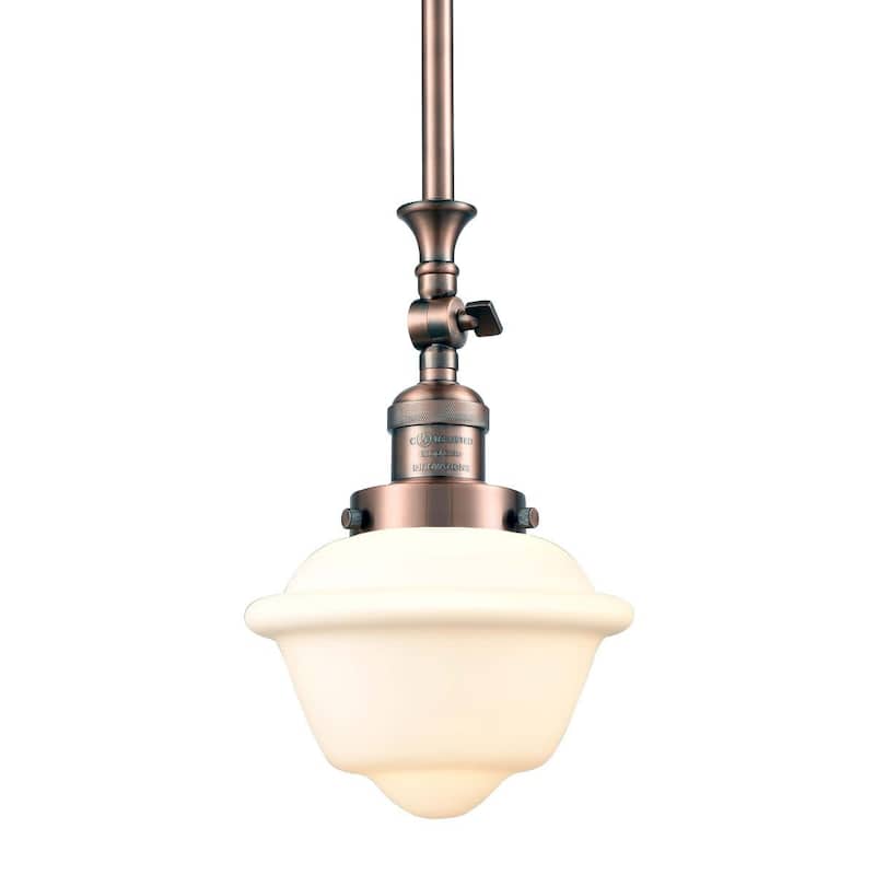 Innovations Lighting Small Oxford Single Light 8" Wide Mini Pendant - Antique Copper / Matte White Cased