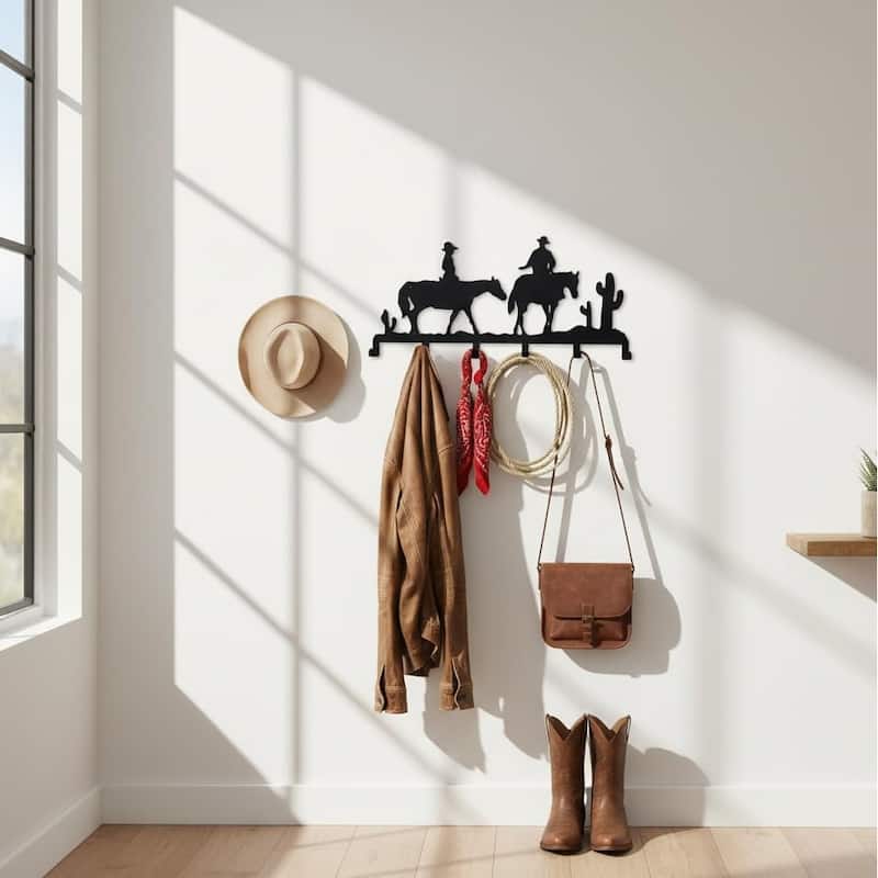 Cowboy Metal Wall Mounted Coat Rack
