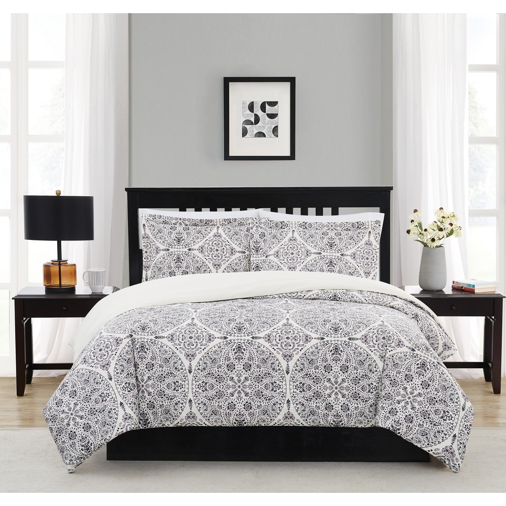 Complet Duvet Cover Set With Matching Valance Sheet Single Double King Medallion 
