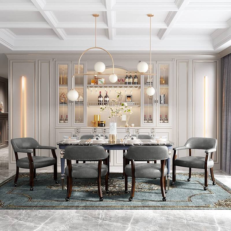 Dining Chair with Casters Leather Chair with Caster Nailhead Dining Chairs with Rollers