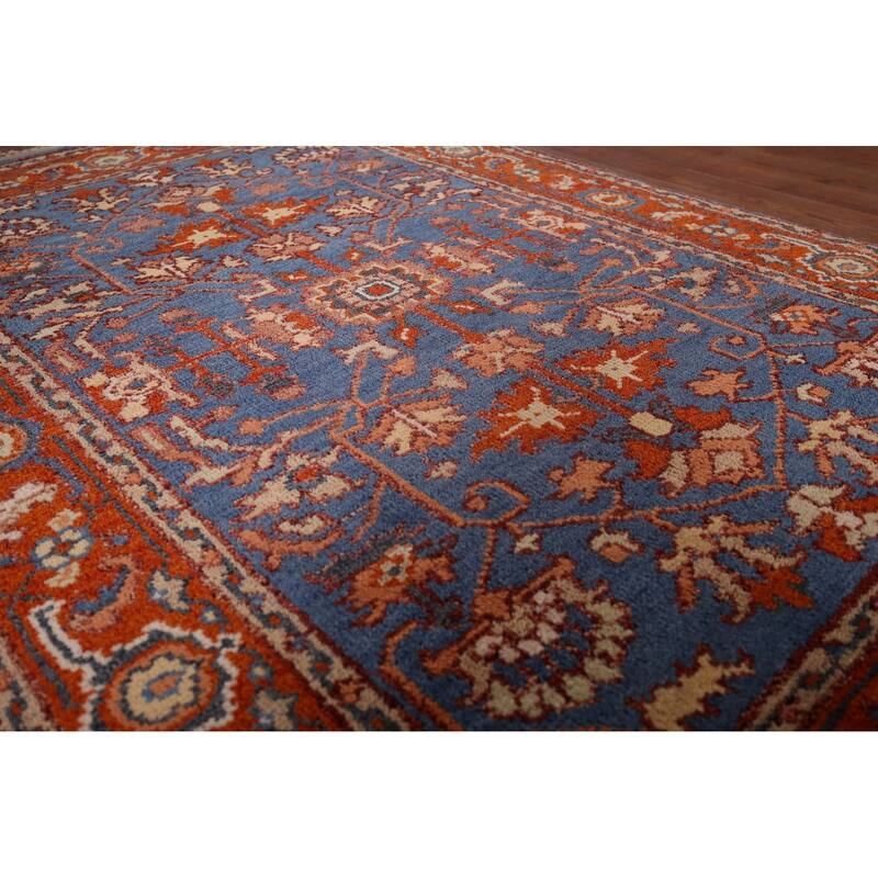 Blue Oushak Indian Area Rug Hand-Knotted Wool Carpet - 3'11"x 5'9"